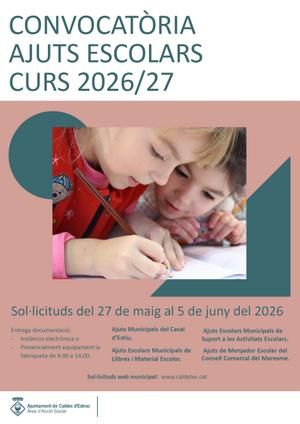Cartell de la convocatòria d'Ajuts Escolars pel Curs 2026-2027