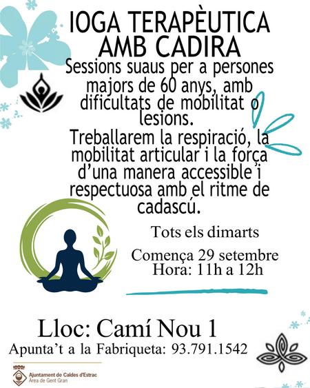 Cartell Ioga terap&egrave;utica amb cadira