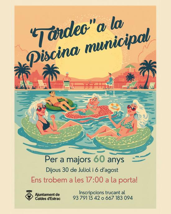 Cartell del Tardeo per a majors de 60 anys a la piscina municipal