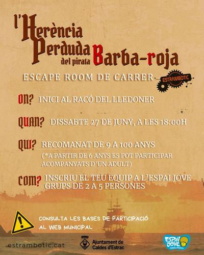 Cartell de l'Escape Room “L&acute;Her&egrave;ncia perduda del pirata Barba-roja”
